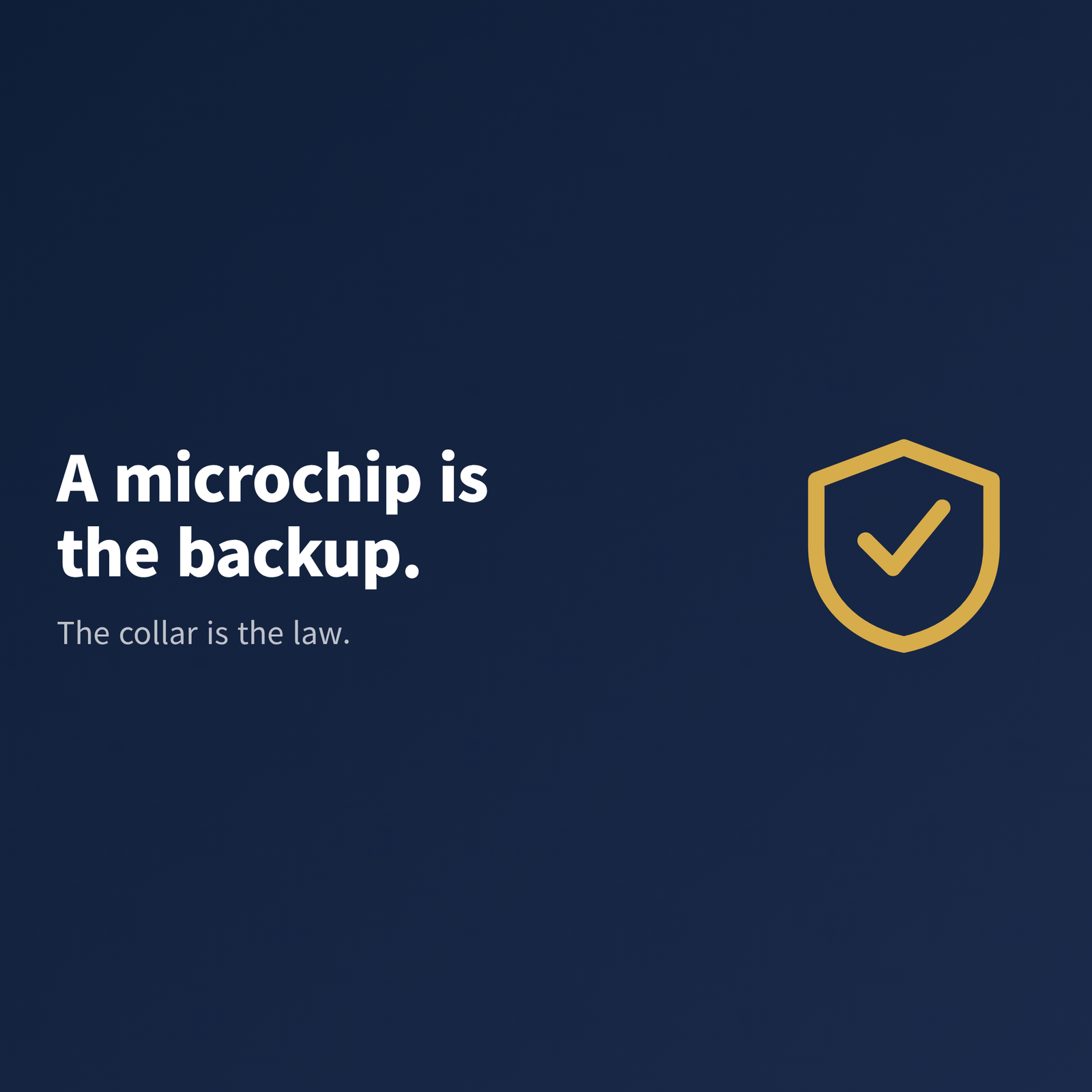image A banner reading that a microchip is the backup and the collar is the legal requirement