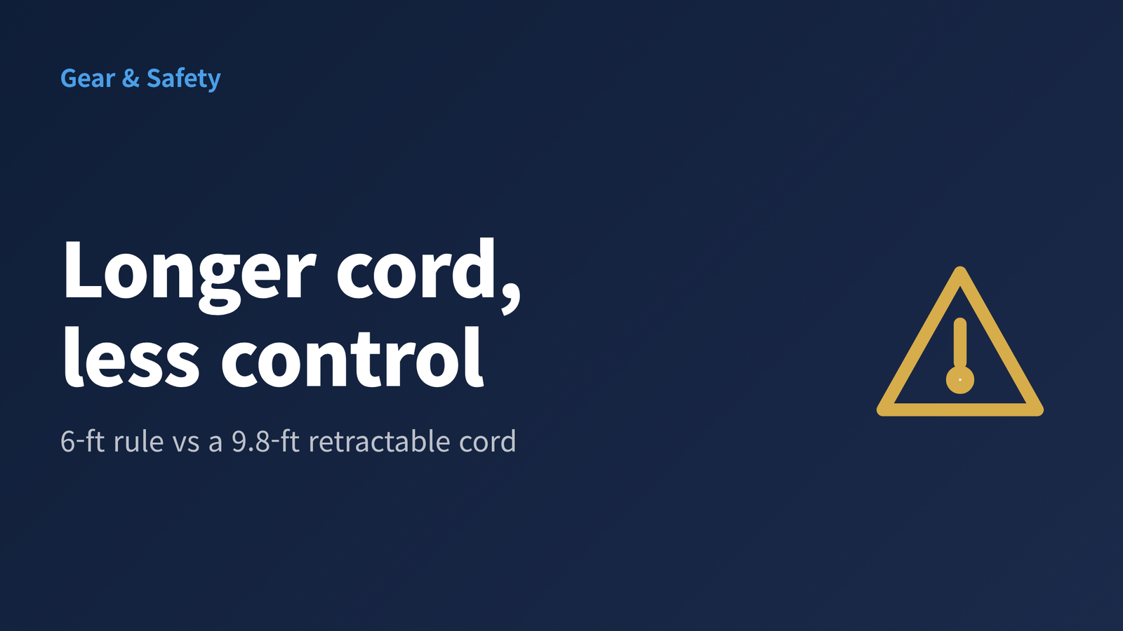 Title card reading Longer cord, less control, comparing a six-foot leash rule with a 9.8-foot retractable cord
